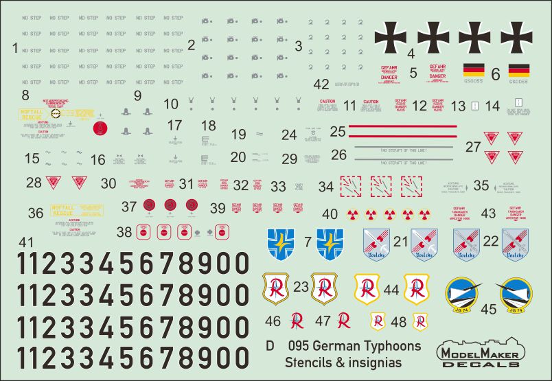 Model Maker Decals 72095 1:72 German Eurofighter EF-2000A Typhoon Stencils and insignias
