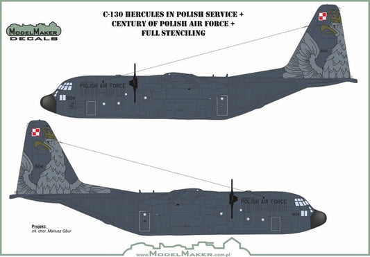 Model Maker Decals D72111 1:72 C-130H Hercules in Polish service + Century of Polish Air Force + full stencilling