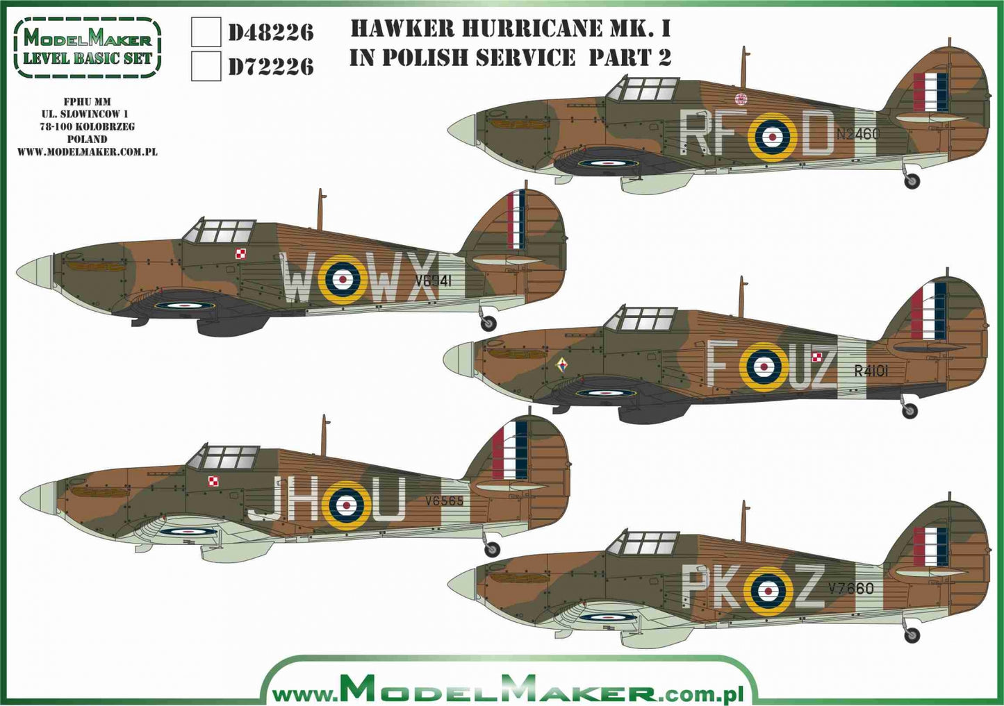Model Maker Decals D72226 1:72 Hawker Hurricane Mk.I in Polish service part 2
