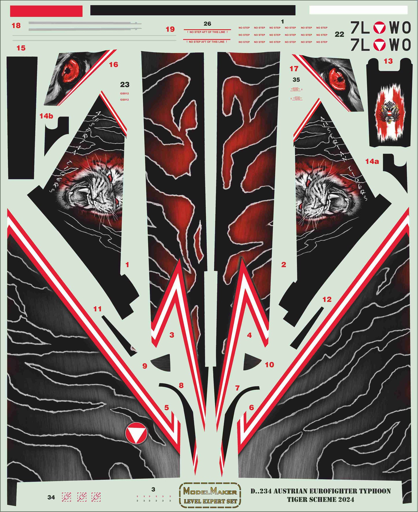 Model Maker Decals D72234 1:72 Austrian Eurofighter Typhoon Tiger scheme 2024 2. Squadron/Fighter Wing (2. Staffel),