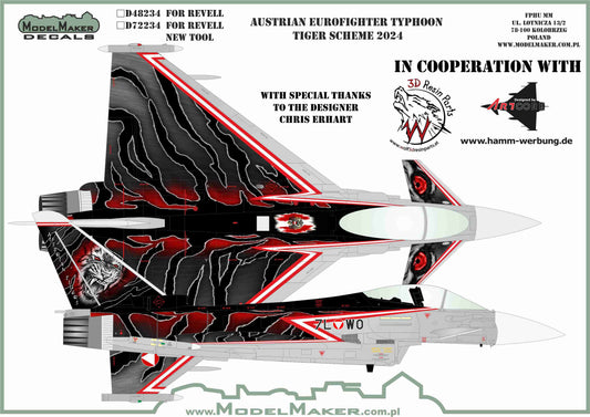Model Maker Decals D72234 1:72 Austrian Eurofighter Typhoon Tiger scheme 2024 2. Squadron/Fighter Wing (2. Staffel),
