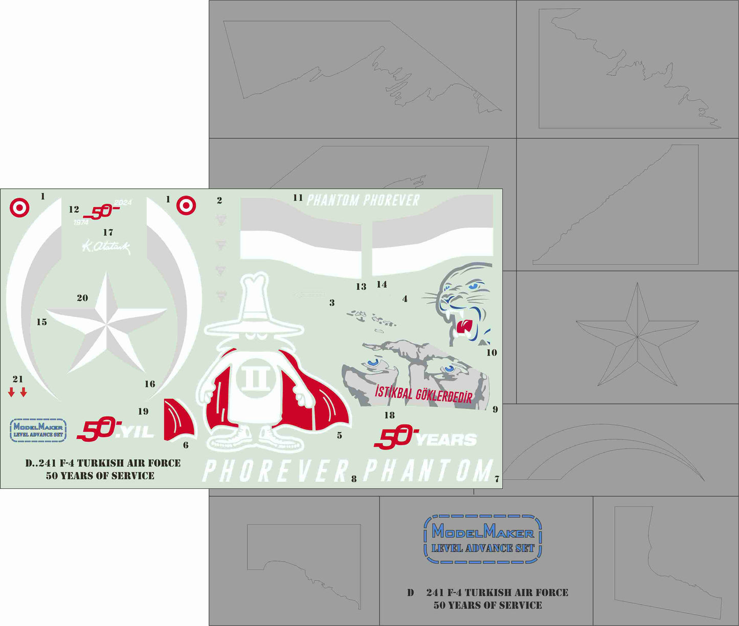 Model Maker Decals D72241 1:72 F-4E Phantom Turkish Air Force 50 years of service