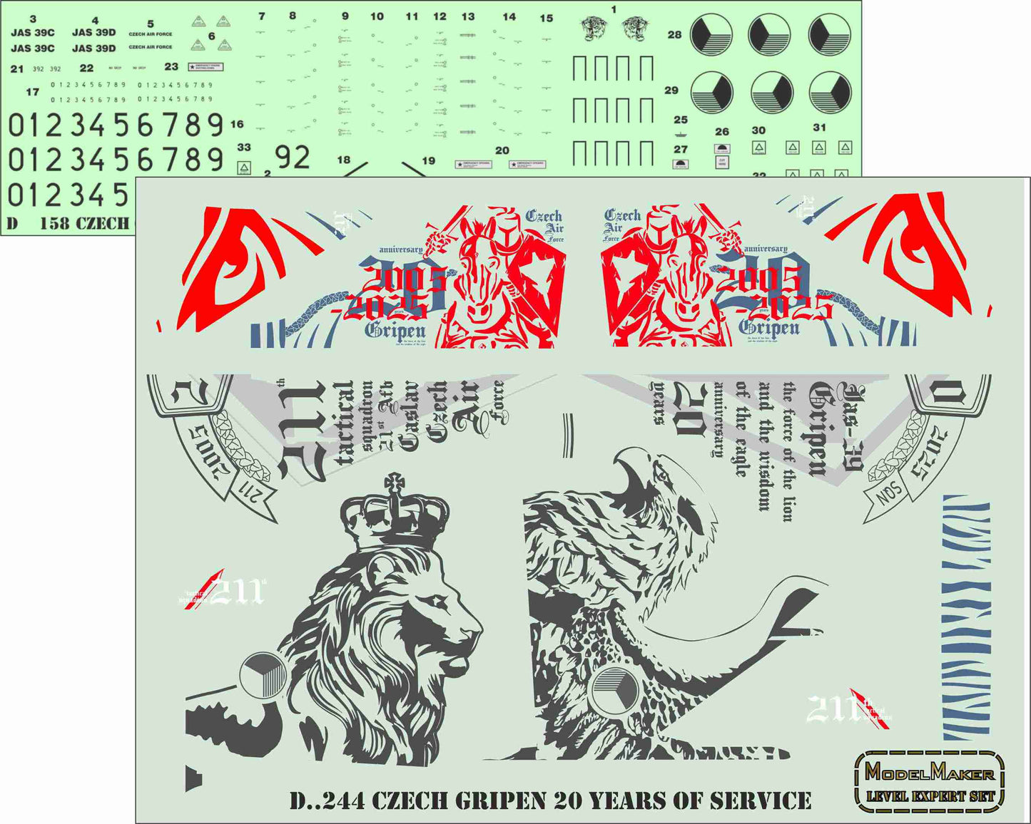 Model Maker Decals D72244 1:72 Czech Saab JAS-39C Gripen 20 Years of service