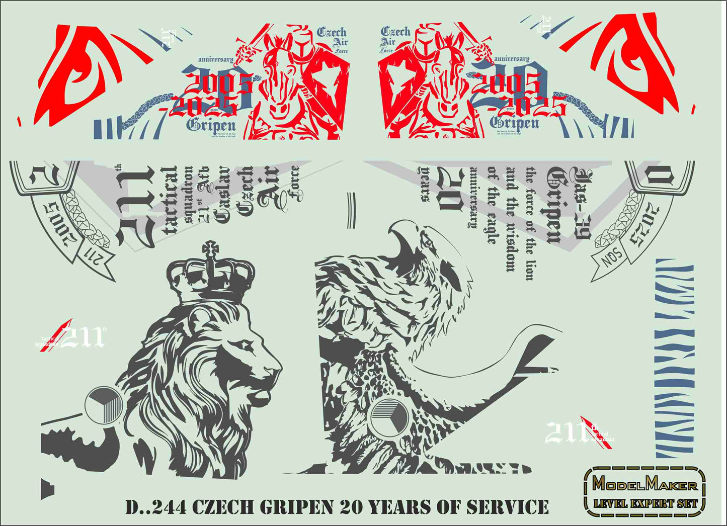 Model Maker Decals D72244 1:72 Czech Saab JAS-39C Gripen 20 Years of service