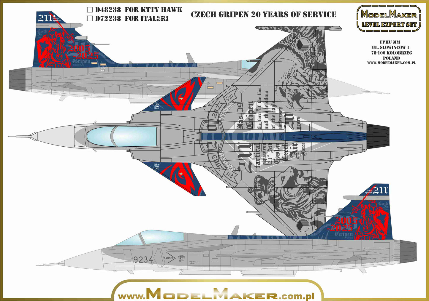 Model Maker Decals D72244 1:72 Czech Saab JAS-39C Gripen 20 Years of service