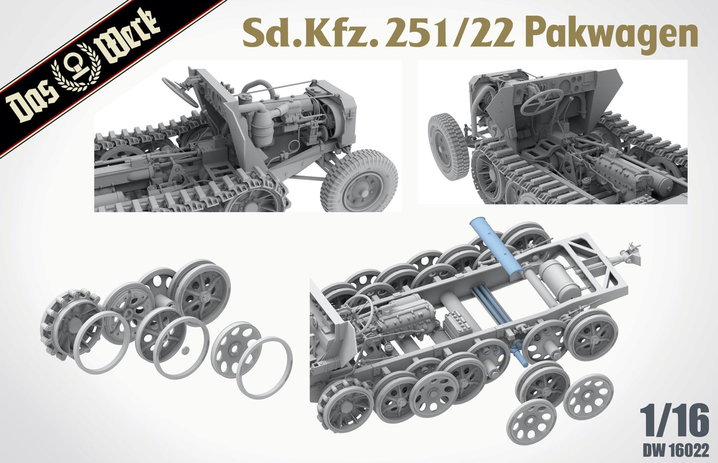 Das Werk DW16022 1:16 Sd.Kfz.251/22 Ausf.D 'Pakwagen' with 75 mm Pak gun.