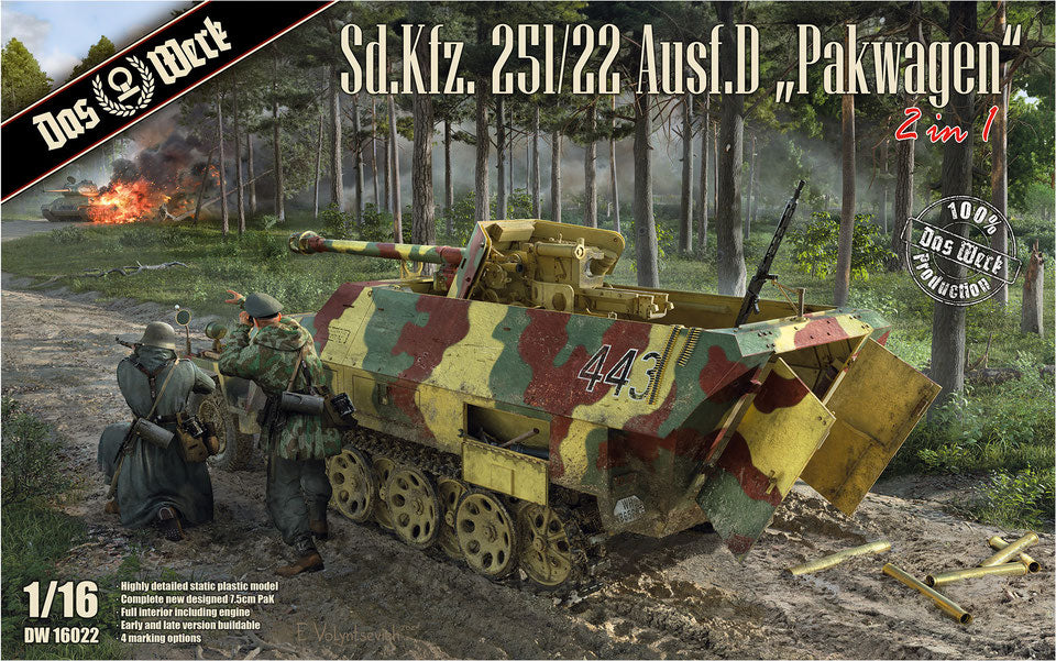 Das Werk DW16022 1:16 Sd.Kfz.251/22 Ausf.D 'Pakwagen' with 75 mm Pak gun.