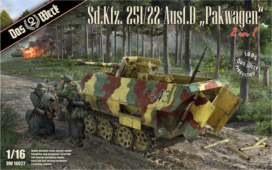 Das Werk DW16022 1:16 Sd.Kfz.251/22 Ausf.D 'Pakwagen' with 75 mm Pak gun.