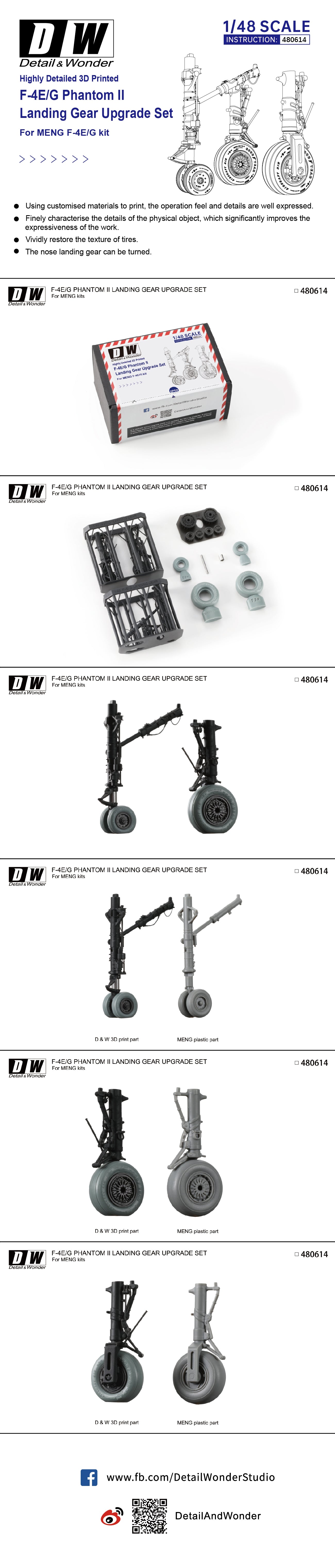 Detail & Wonder 480614 1:48 McDonnell F-4E/F-4G Phantom Landing Gear
