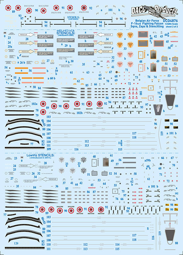 Daco Products DCD3276 1:32 BAF F-16A/B Sqn Emblems & Stencilling