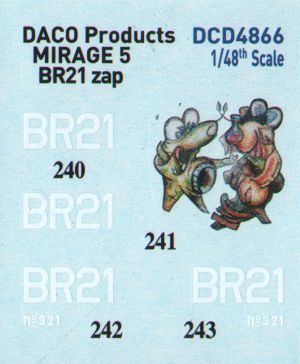 Daco Products DCD4866 1:48 Belgian Air Force Dassault-Mirage 5 Stencilling & Zappings