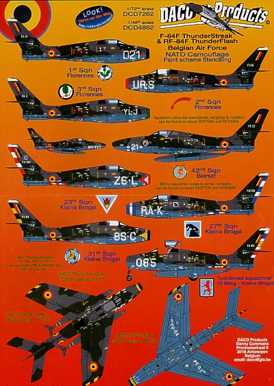 Daco Products DCD7262 1:72 Republic F-84F Thunderstreak and Republic RF-84F Thunderflash