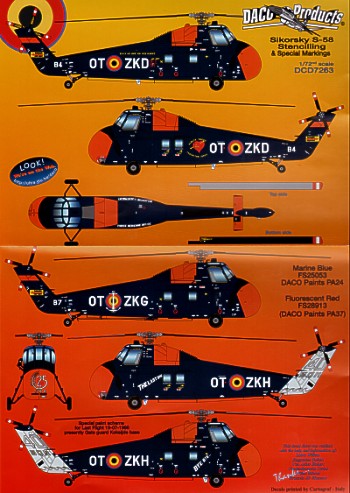 Daco Products DCD7263 1:72 Sikorsky S-58 Stencilling