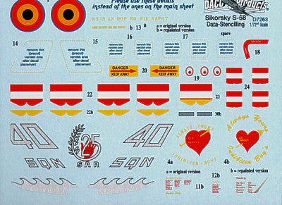 Daco Products DCD7263 1:72 Sikorsky S-58 Stencilling