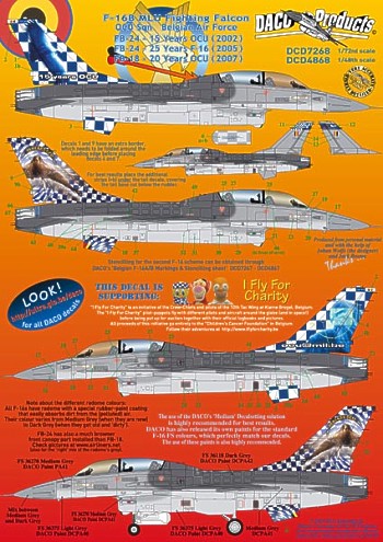 Daco Products DCD7268 1:72 Lockheed-Martin F-16 MLU Fighting Falcon OCU Sqn Belgian Air Force