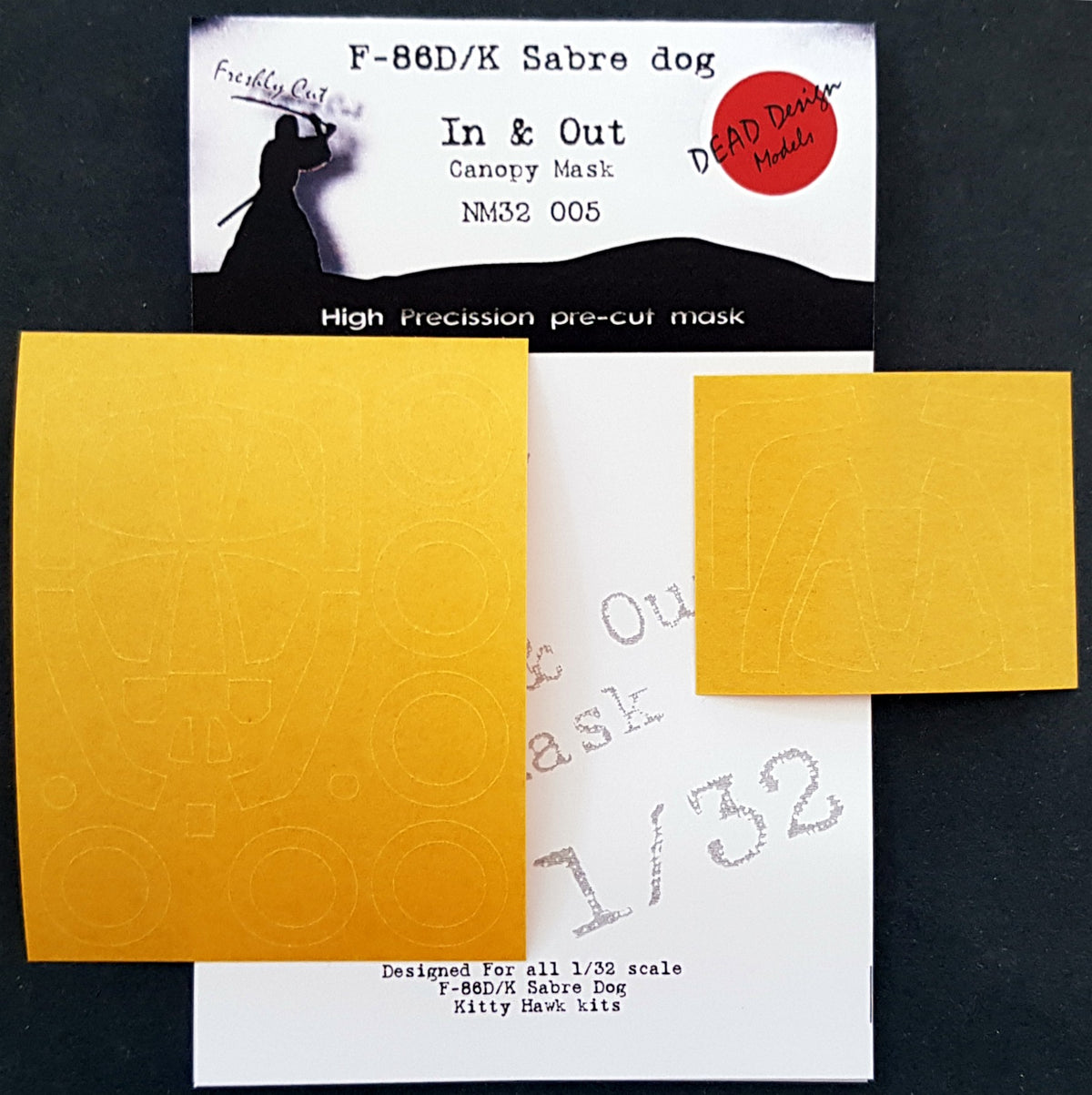 Dead Design Models NM32005 1:32 F-86D/K Sabre Dog canopy frame paint mask (inside & outside)