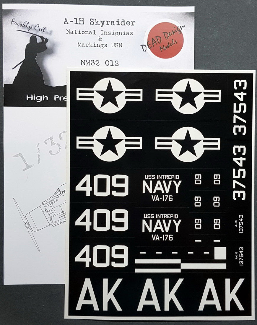 Dead Design Models NM32012 1:32 Douglas A-1H Skyraider National Insignia paint masks and USN markings
