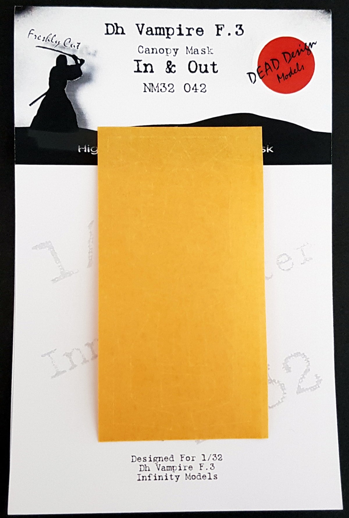 Dead Design Models NM32042 1:32 de Havilland Vampire F.3 canopy frame paint mask (inside and outside)