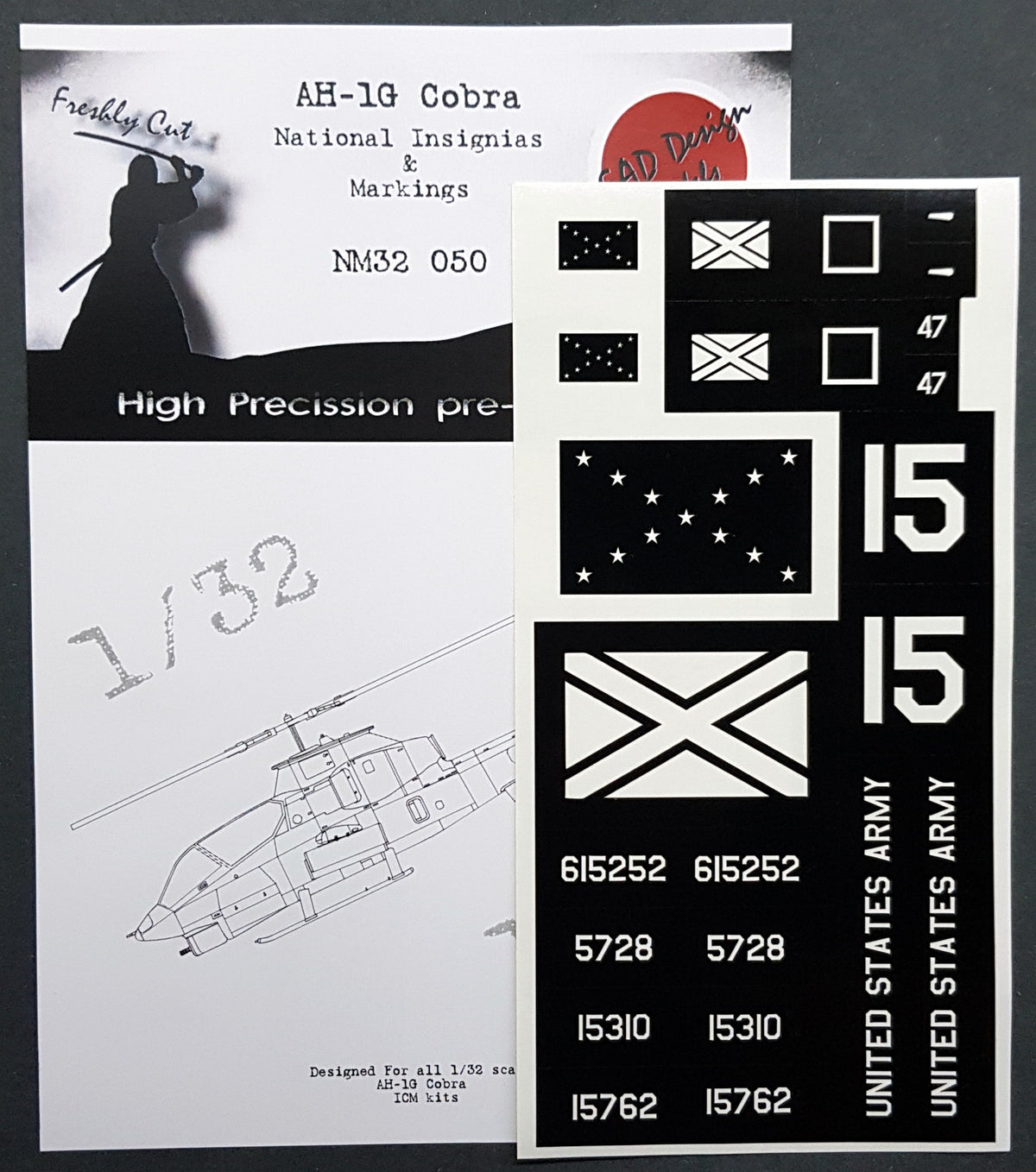 Dead Design Models NM32050 1:32 Bell AH-1G Cobra national insignia paint masks
