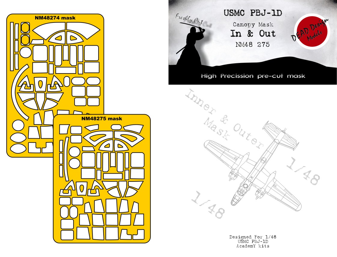 Dead Design Models NM48275 1:48 North-American PBJ-1D (B-25 Mitchell) USMC Canopy frame paint mask