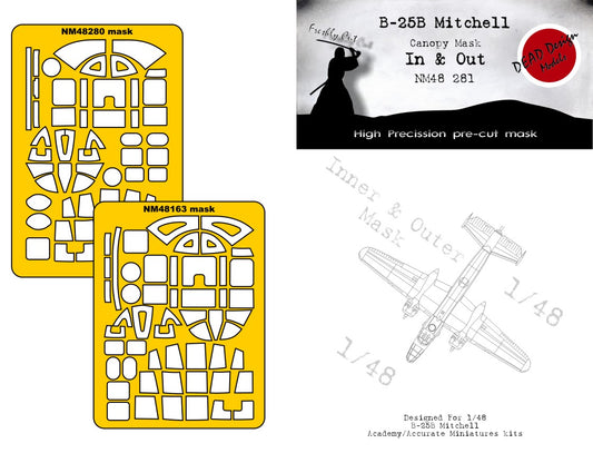 Dead Design Models NM48281 1:48  B-25B Mitchell Canopy frame paint mask