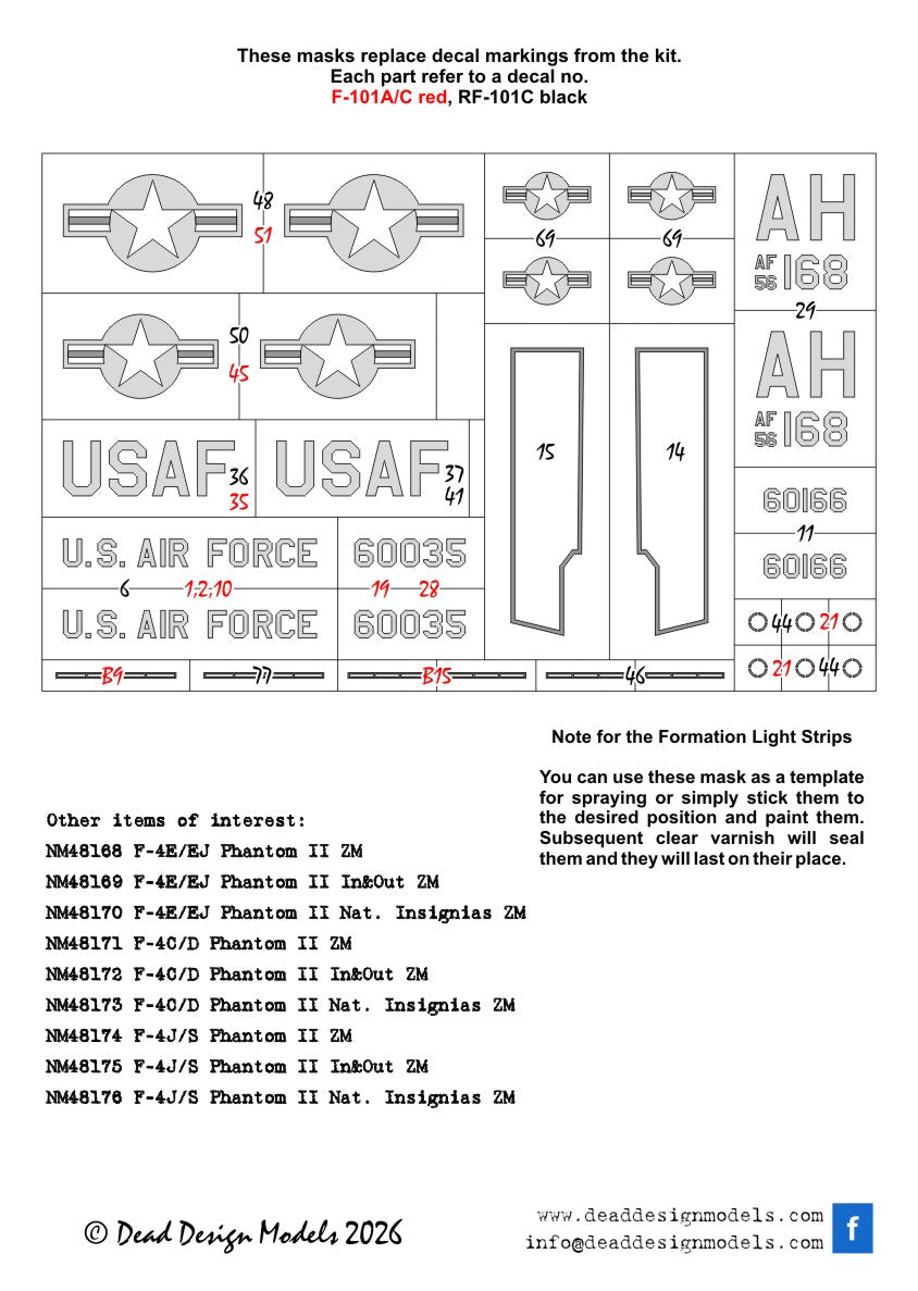 Dead Design Models NM48382 1:48 McDonnell RF-101A/F-101A/F-101C National Insignias