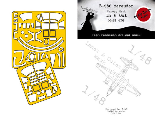 Dead Design Models NM48436 1:48 Martin B-26C Marauder Canopy frame paint mask