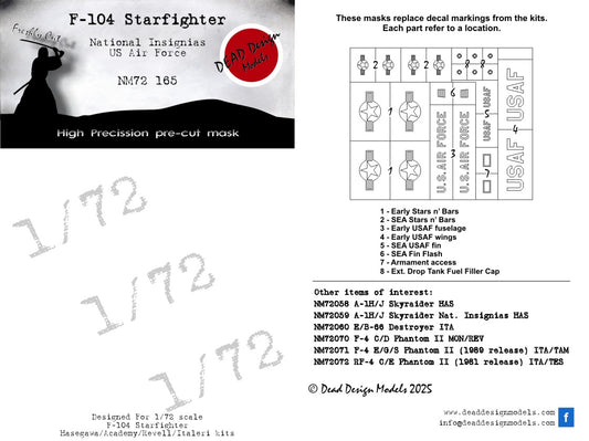 Dead Design Models NM72165 1:72 Lockheed F-104 Starfighter National Insignia US
