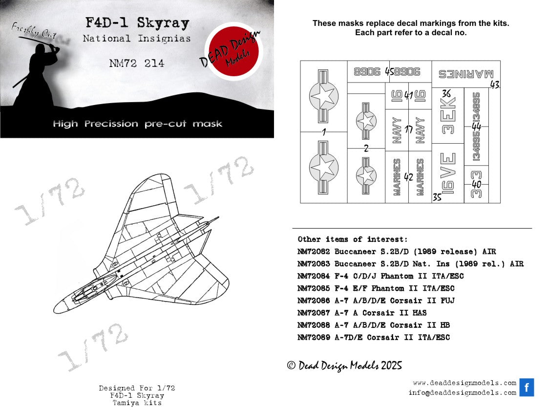 Dead Design Models NM72214 1:72 Douglas F4D-1 Skyray National Insignia