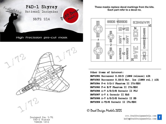 Dead Design Models NM72214 1:72 Douglas F4D-1 Skyray National Insignia