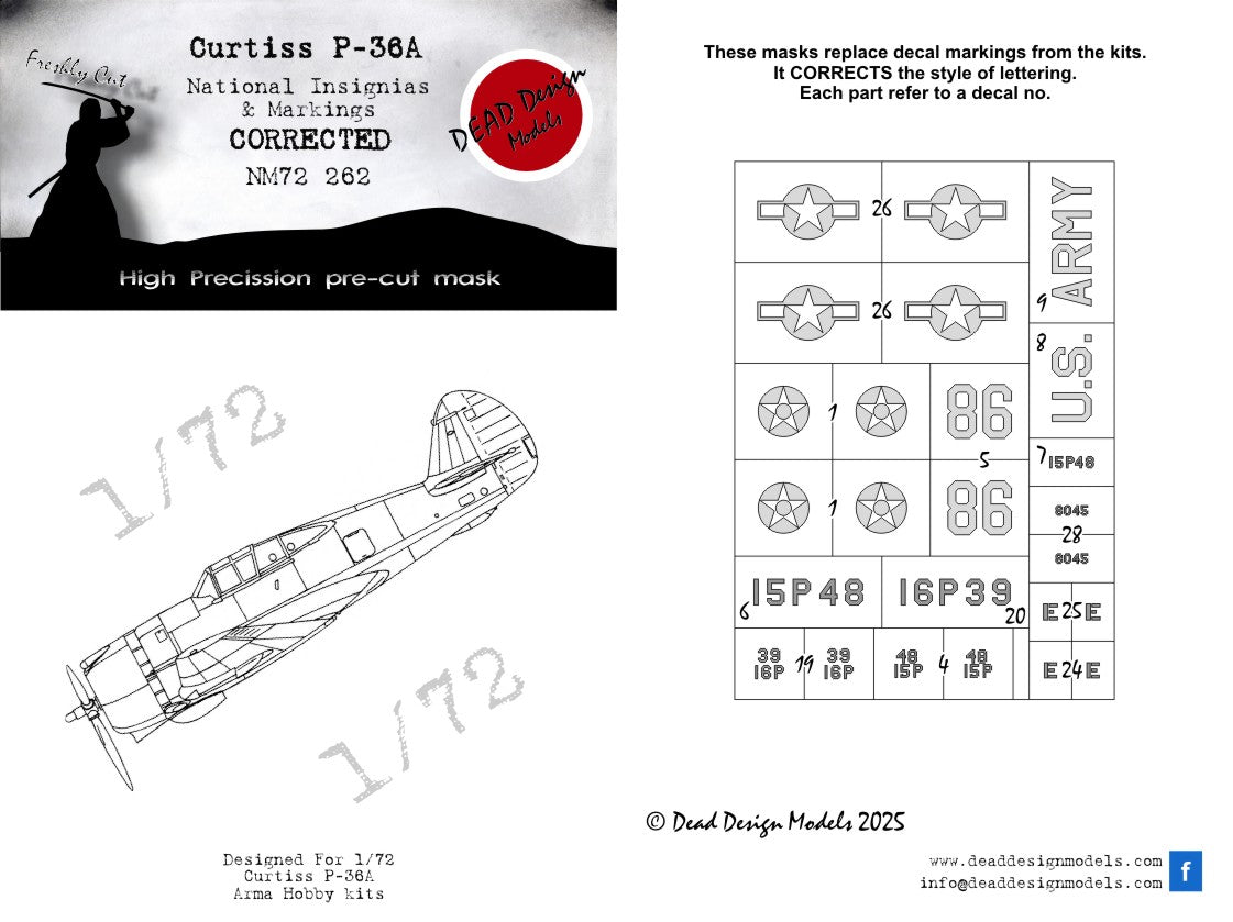 Dead Design Models NM72262 1:72 Curtiss P-36A National Insignias