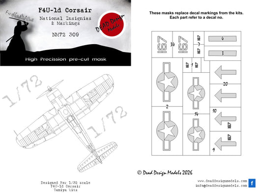 Dead Design Models NM72309 1:72 Vought F4U-1D Corsair National Insignias