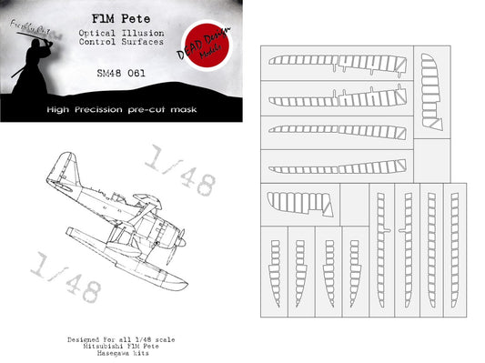 Dead Design Models SM48061 1:48 Mitsubishi F1M2 Type Zero Pete 3D/optical illusion paint mask for control surfaces (designed to be used with Hasegawa kits) this is not being kept in stock but will be ordered specially for you if it you place it on Backor