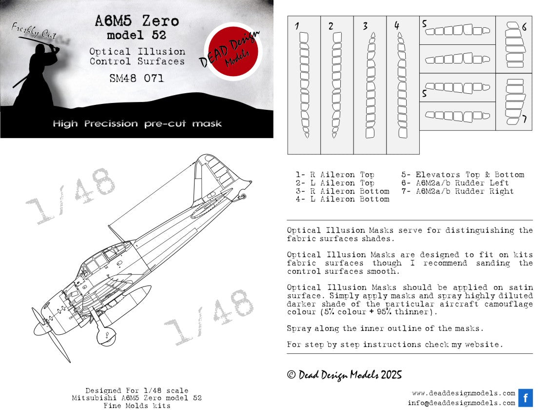 Dead Design Models SM48071 1:48 Mitsubishi A6M2 model 52 3D effect/optical illusion paint mask