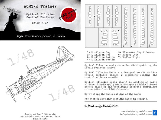 Dead Design Models SM48073 1:48 Mitsubishi A6M2-K Zero 3D effect/optical illusion paint mask