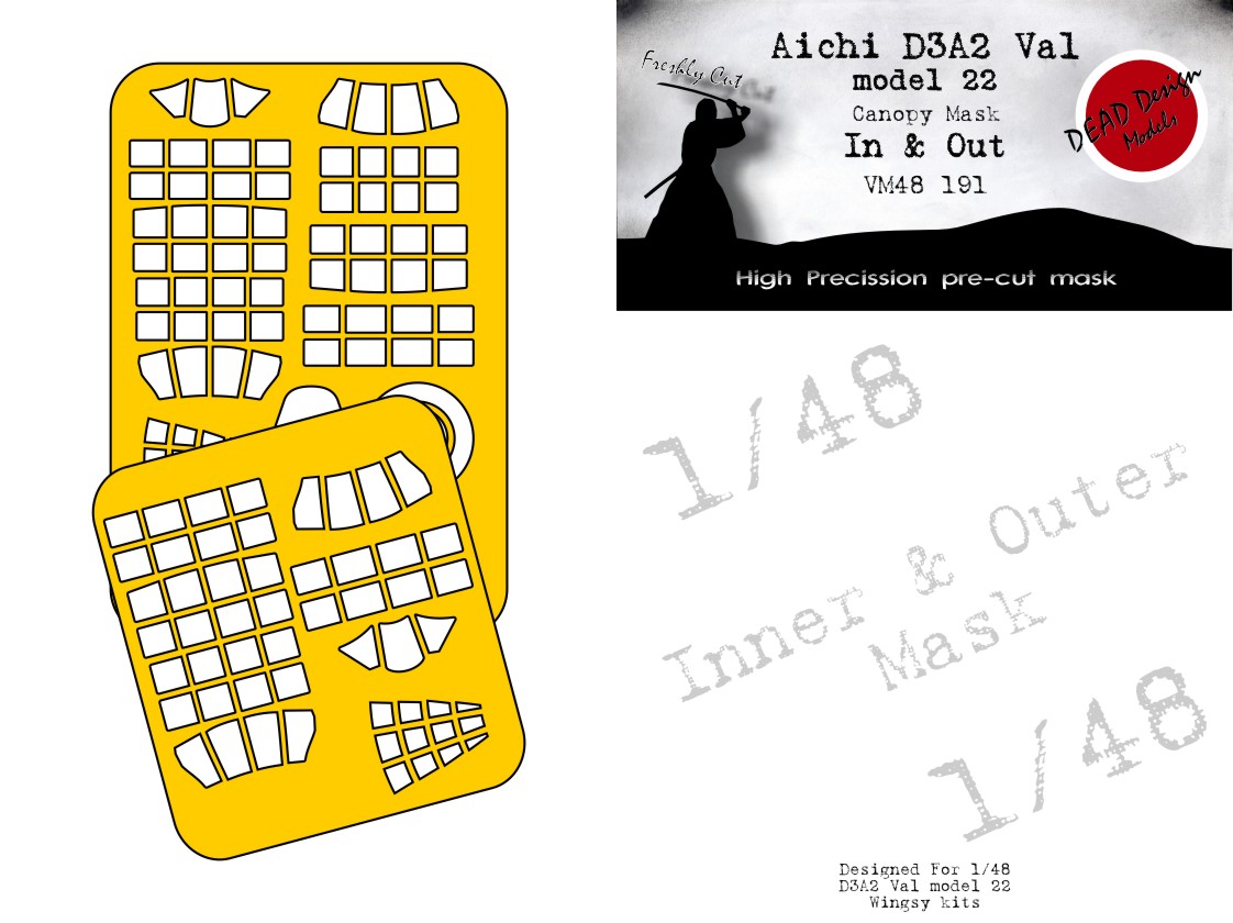 Dead Design Models VM48191 1:48 Aichi D3A2 'Val' canopy frame paint mask