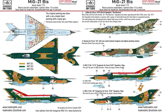 HAD Models DW-72005 1:72 Mikoyan MiG-21Bis DRY-WATER decals ( Printed by Eduard)