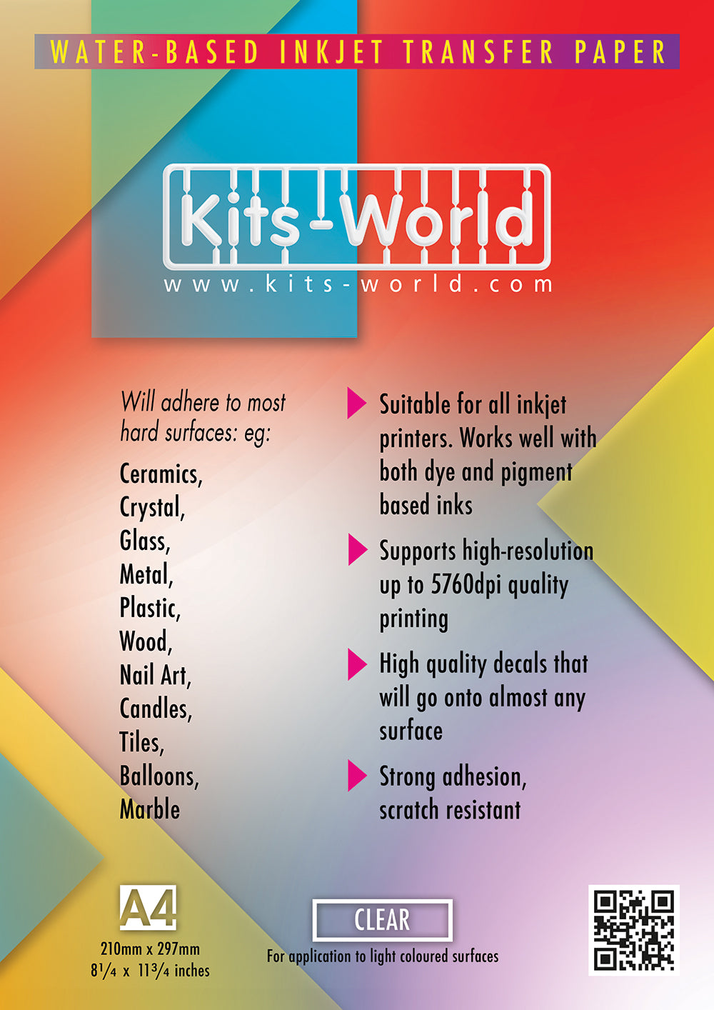 Kits-World DEC001 INKJET Clear Decal Paper x 1 Sheet