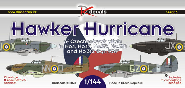 DK Decals 144003 1:144 Hawker Hurricanes of Czechoslovak pilots (Nos.1, 17, 32, 310 & 312 Sq. RAF)
