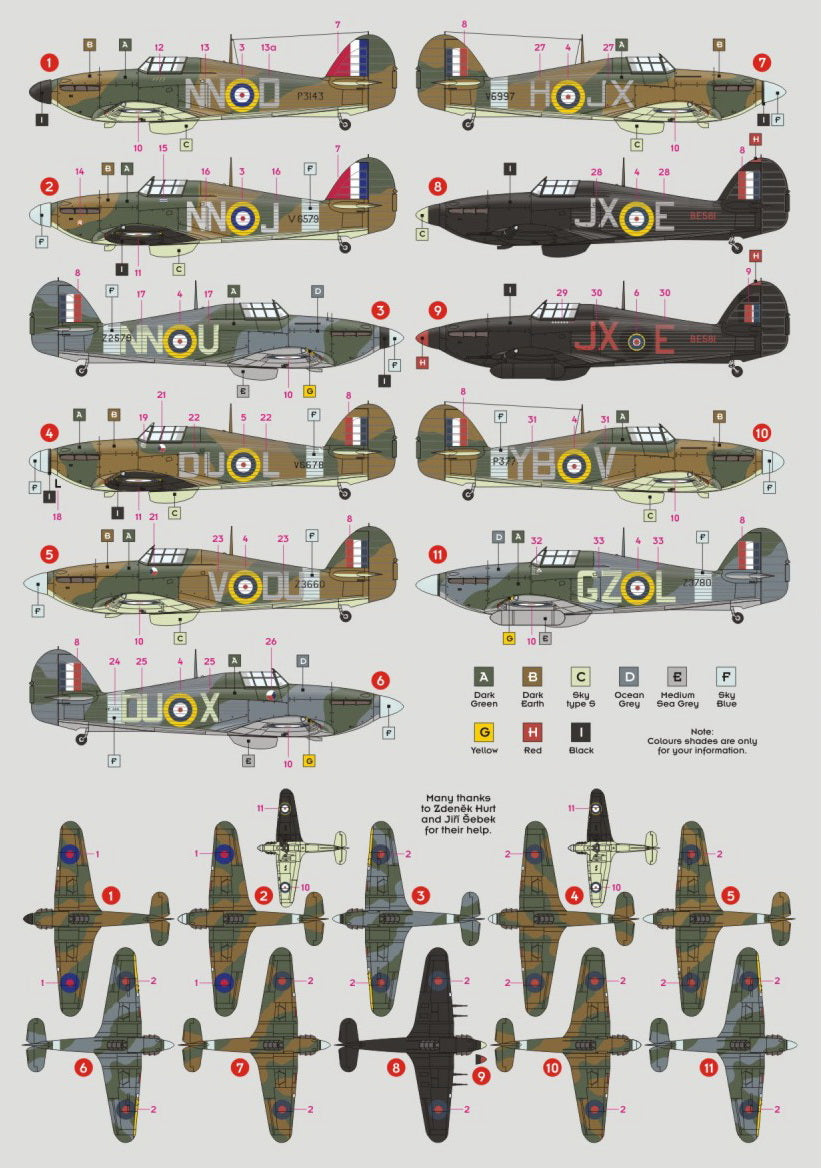 DK Decals 144003 1:144 Hawker Hurricanes of Czechoslovak pilots (Nos.1, 17, 32, 310 & 312 Sq. RAF)