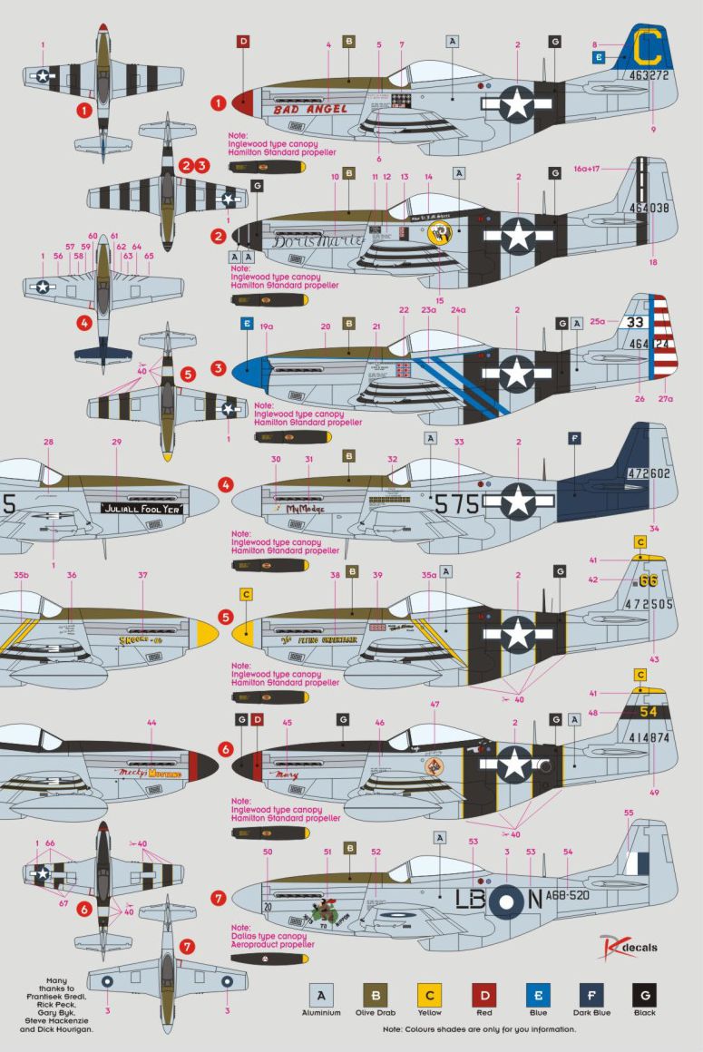 DK Decals 32022 1:32 North-American P-51D/K Mustang over the Pacific and Australia
