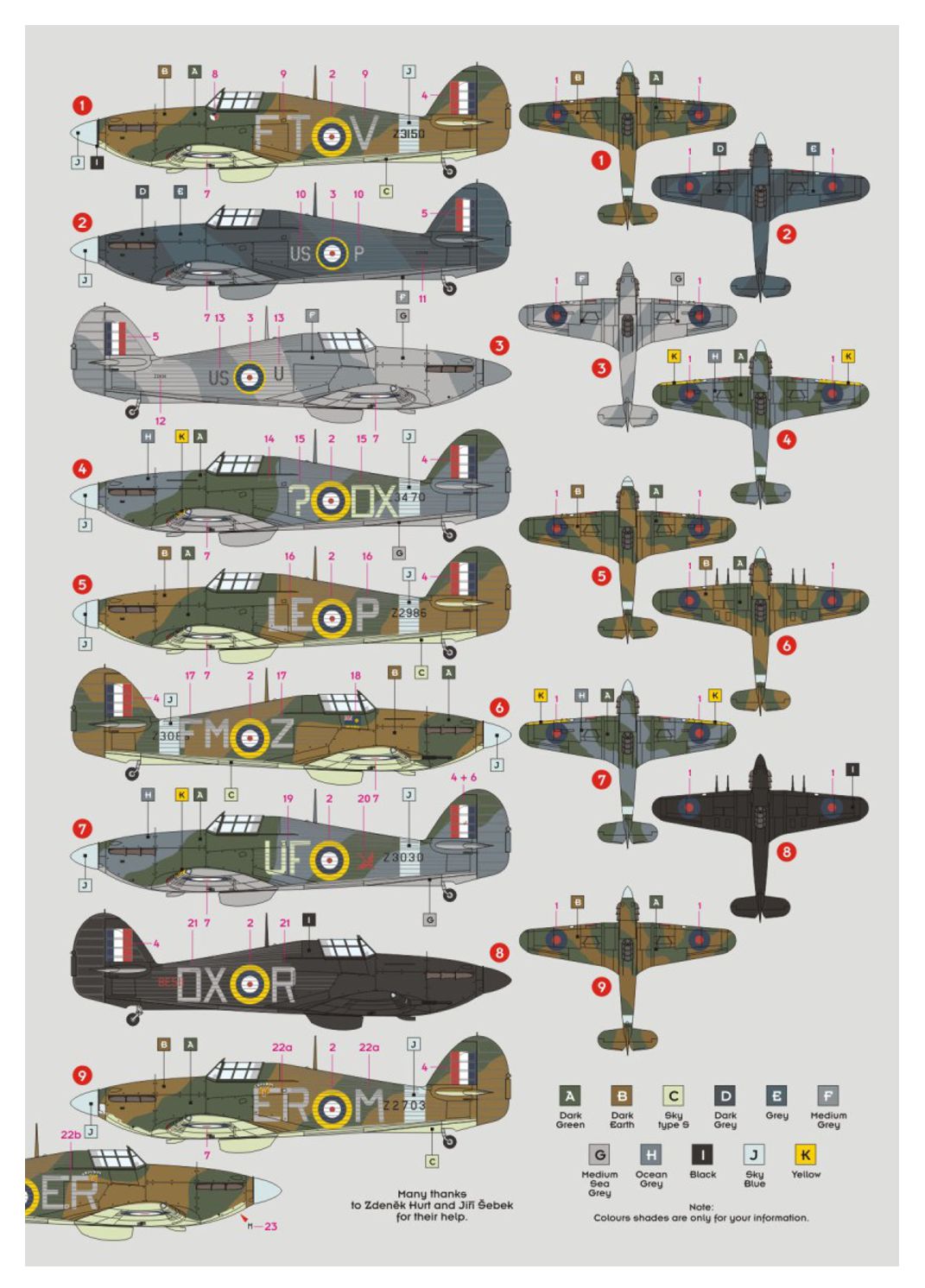 DK Decals 48070 1:48 Hawker Hurricane of Czechoslovak pilots in RAF squadrons, Pt.2