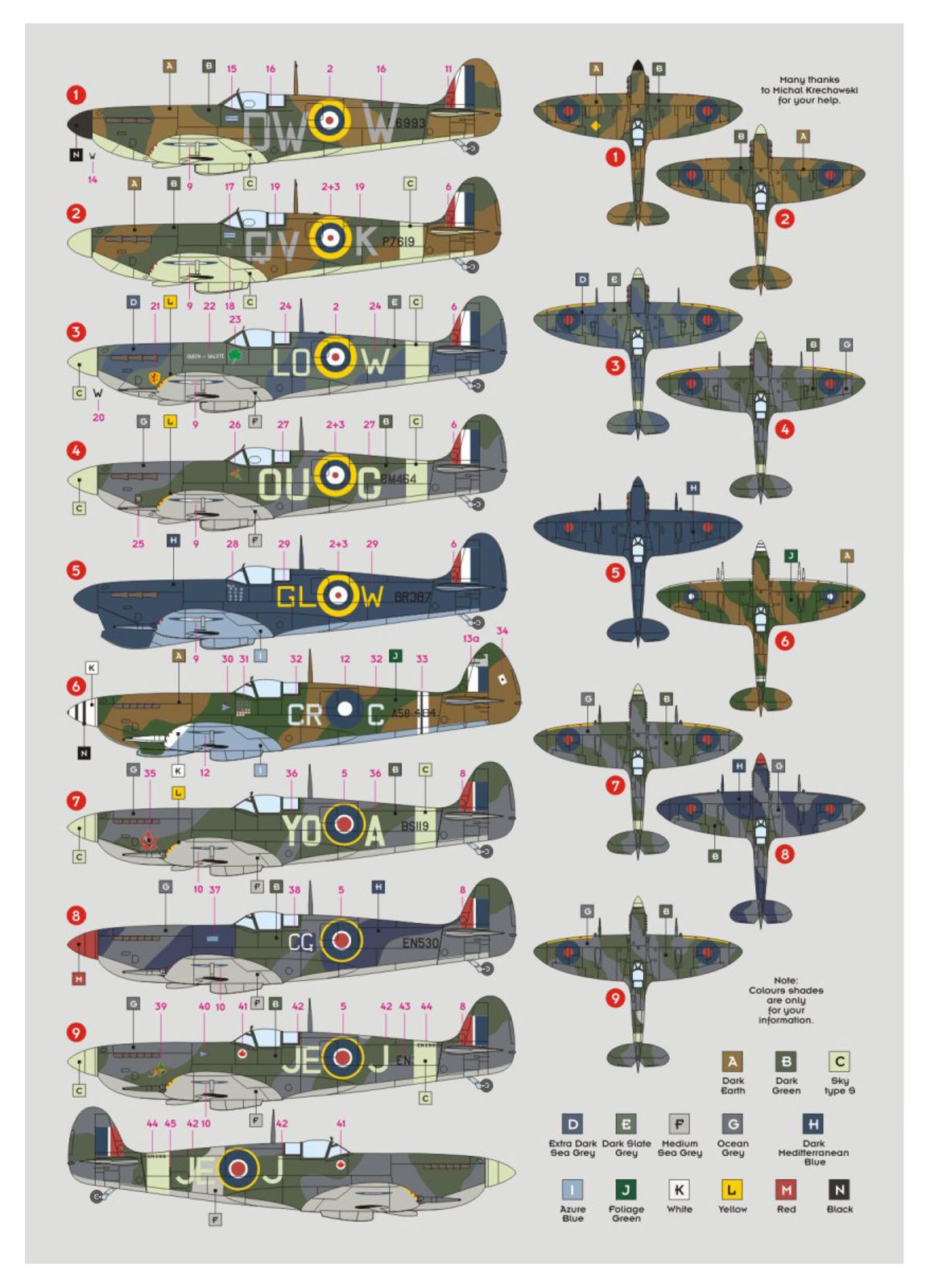 DK Decals 48075 1:48 Supermarine Spitfire Aces