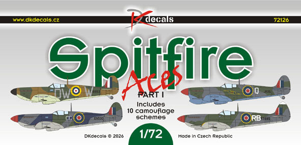 DK Decals 72126 1:72 Supermarine Spitfire Aces, Pt.1