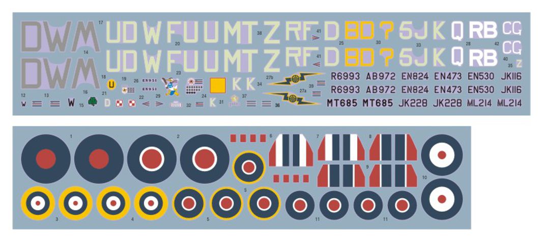 DK Decals 72126 1:72 Supermarine Spitfire Aces, Pt.1