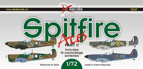 DK Decals 72127 1:72 Supermarine Spitfire Aces, Pt.2