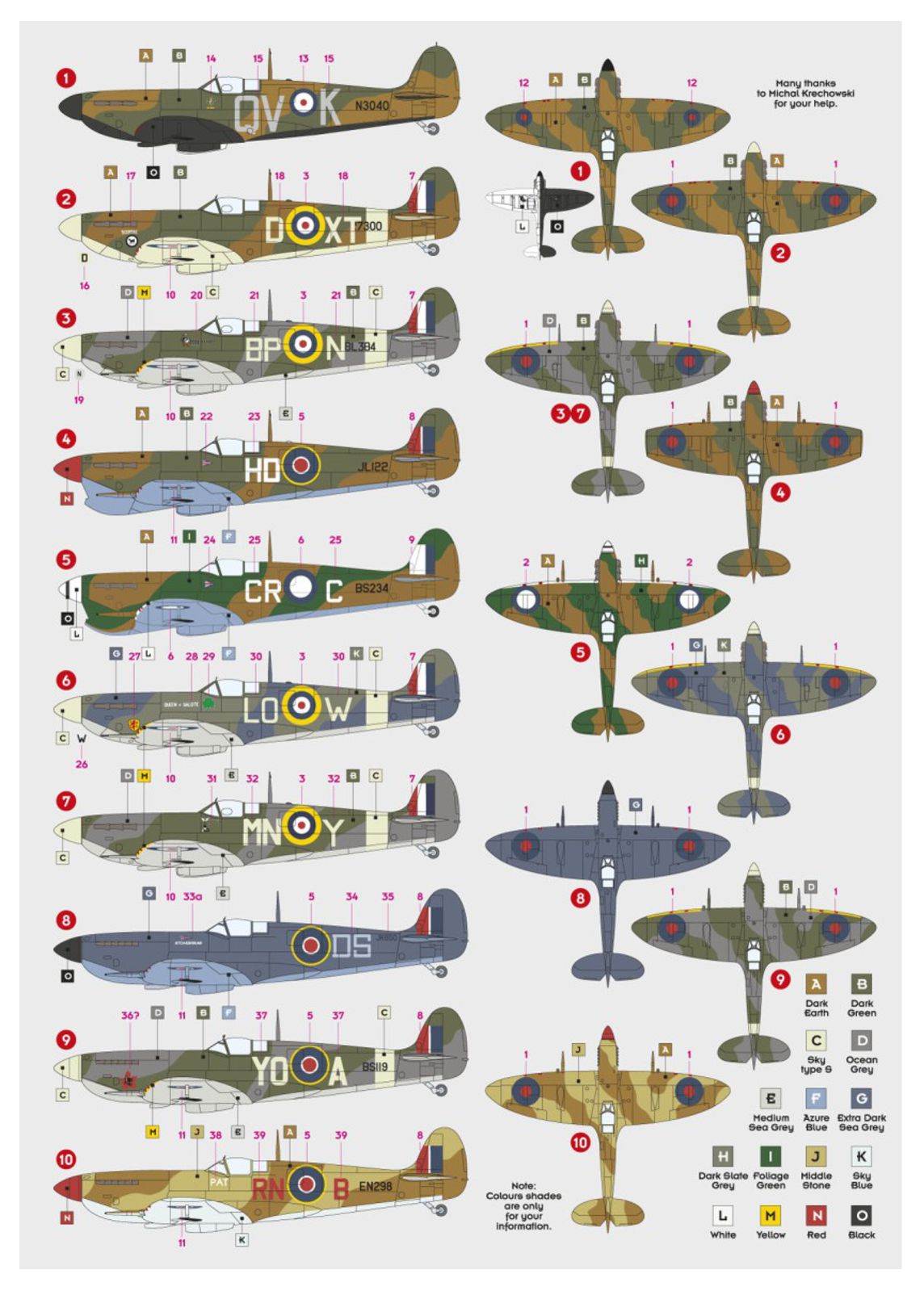 DK Decals 72127 1:72 Supermarine Spitfire Aces, Pt.2
