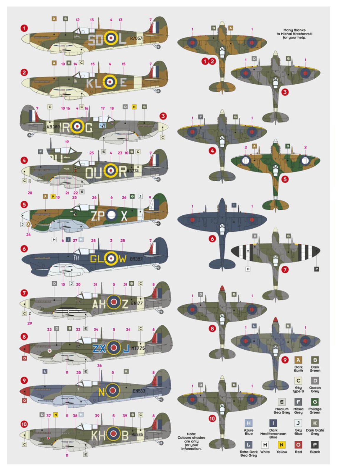 DK Decals 72128 1:72 Supermarine Spitfire Aces, Pt.3