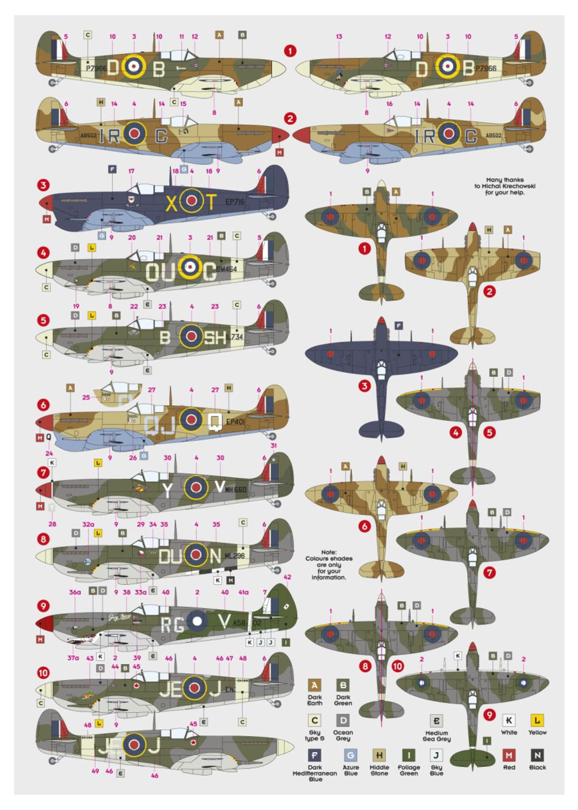 DK Decals 72130 1:72 Supermarine Spitfire Aces, Pt.5