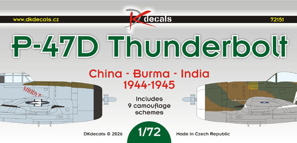 DK Decals 72151 1:72 Republic P-47D Thunderbolt, China-Burma-India 1944-45